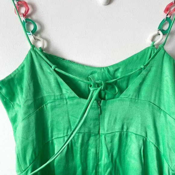 Zara Chain Strap Satin Effect Corset Style Midi Dress NWT Green Size Small - Picture 12 of 13